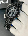 Blacked Iced Out Stainless Steel Chain Watch for Men – Stylish Fashion Watch with Date Display